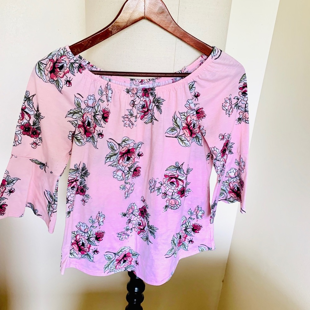 Pink Floral Off Shoulders Top